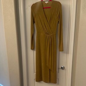 Good American Gold Long Sleeve Dress